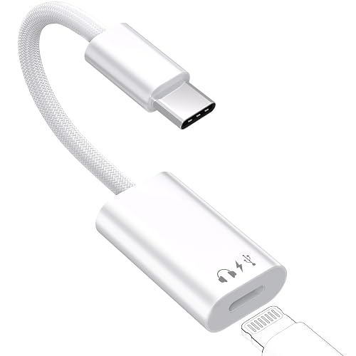 USB C to Lightning Audio & Charging Adapter, Type C to iPhone Converter for Earphones and Data Transfer, Lightning to USBC Adaptor Compatible