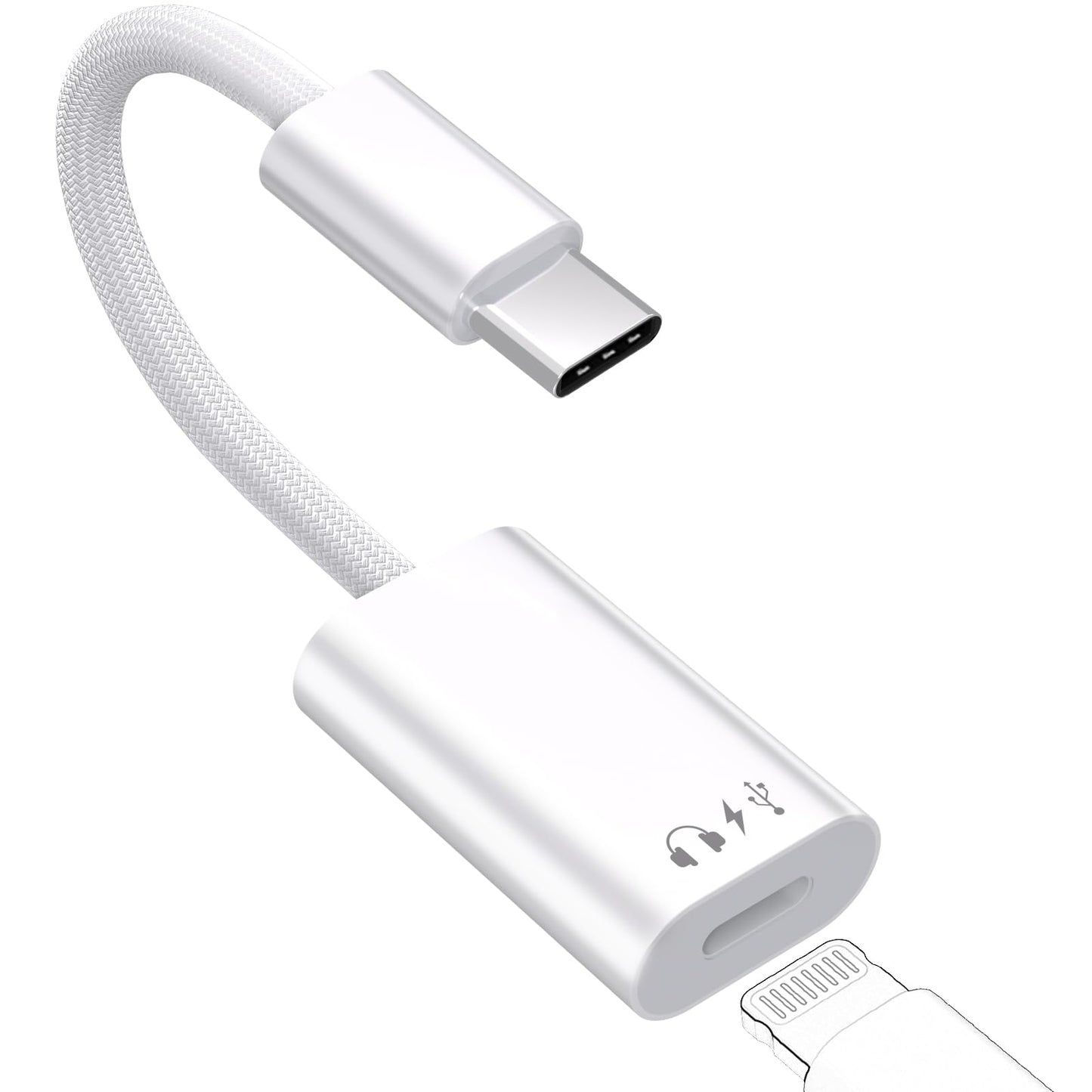 USB C to Lightning Audio & Charging Adapter, Type C to iPhone Converter for Earphones and Data Transfer, Lightning to USBC Adaptor Compatible