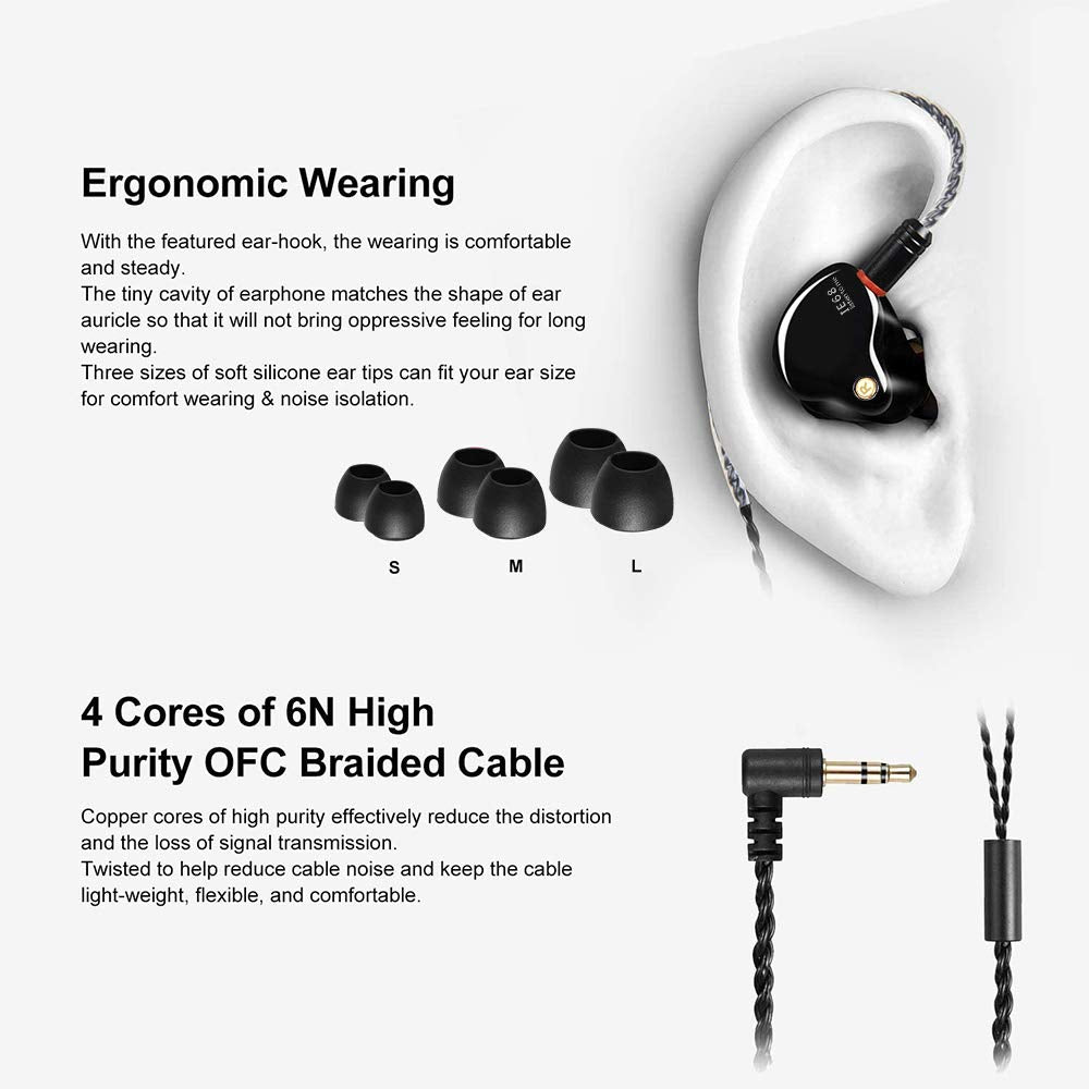 DCMEKA Wired Earbuds in-Ear Headphones for Singers/Drummers/Musicians, Noise Isolating Bass Driven Earphones, Carry Case, Ear Buds Tips, MMCX 3.5MM…