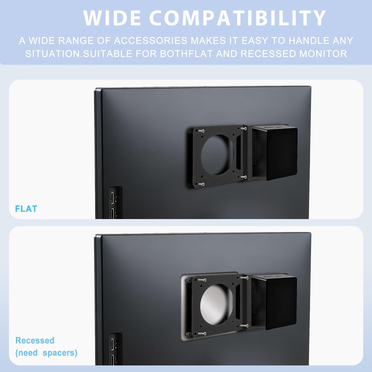 Freejia VESA Bracket 75x75 and 100x100 for Intel NUC, VESA Mount Extender Monitor Arm Extension Plate Adapter Fits VESA Pattern for Mini PC Computer