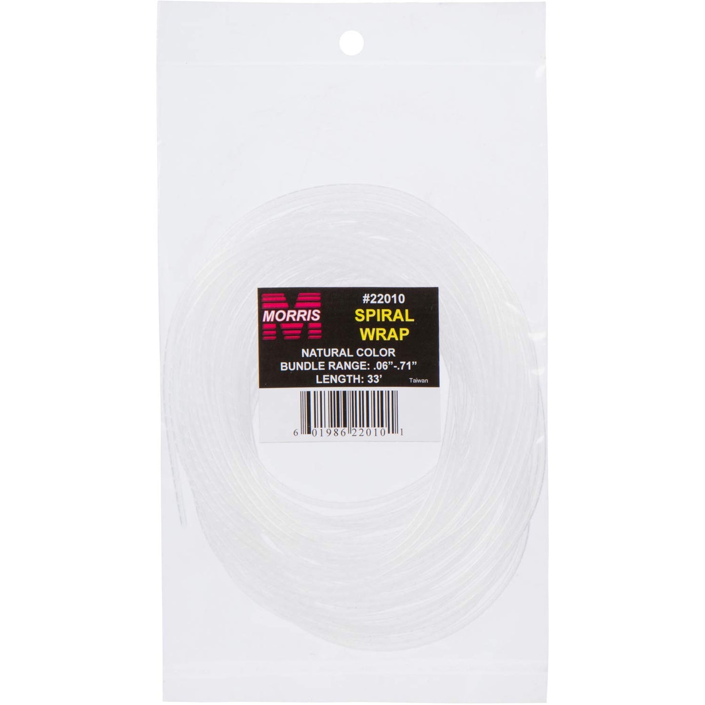 Morris Products Wire Spiral Wrap - Natural - 33 Feet, .24-1.18 Bundle Range - Insulated Polyeth-ylene Material - Twist On, Cut to Fit - Solvent