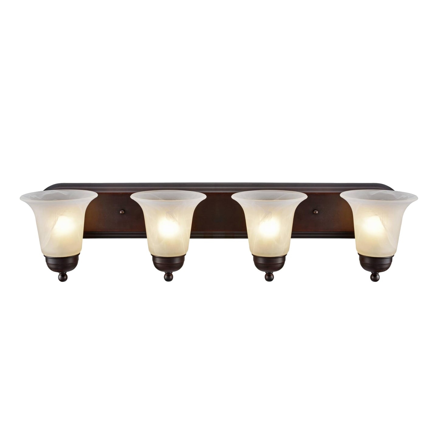 Aspen Creative 62271-1, Bathroom Vanity 4 Lights Fixture, 29-7/8" W x 6-3/4" H x 8-1/8" D, Oil Rubbed Bronze Finish/Alabaster Glass