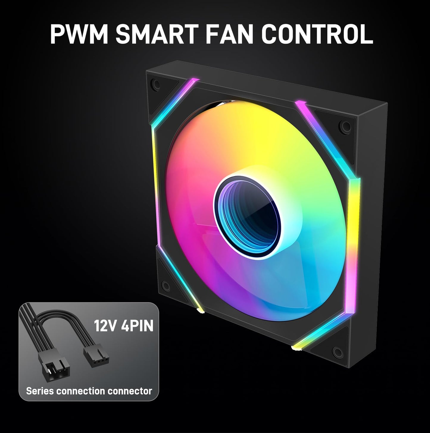 DARKROCK R140 140mm Reverse Blade Infinity Mirror Design PC Fan with LED ARGB Effects & PWM Control and Stable Running HDB Hydraulic Bearings - Black