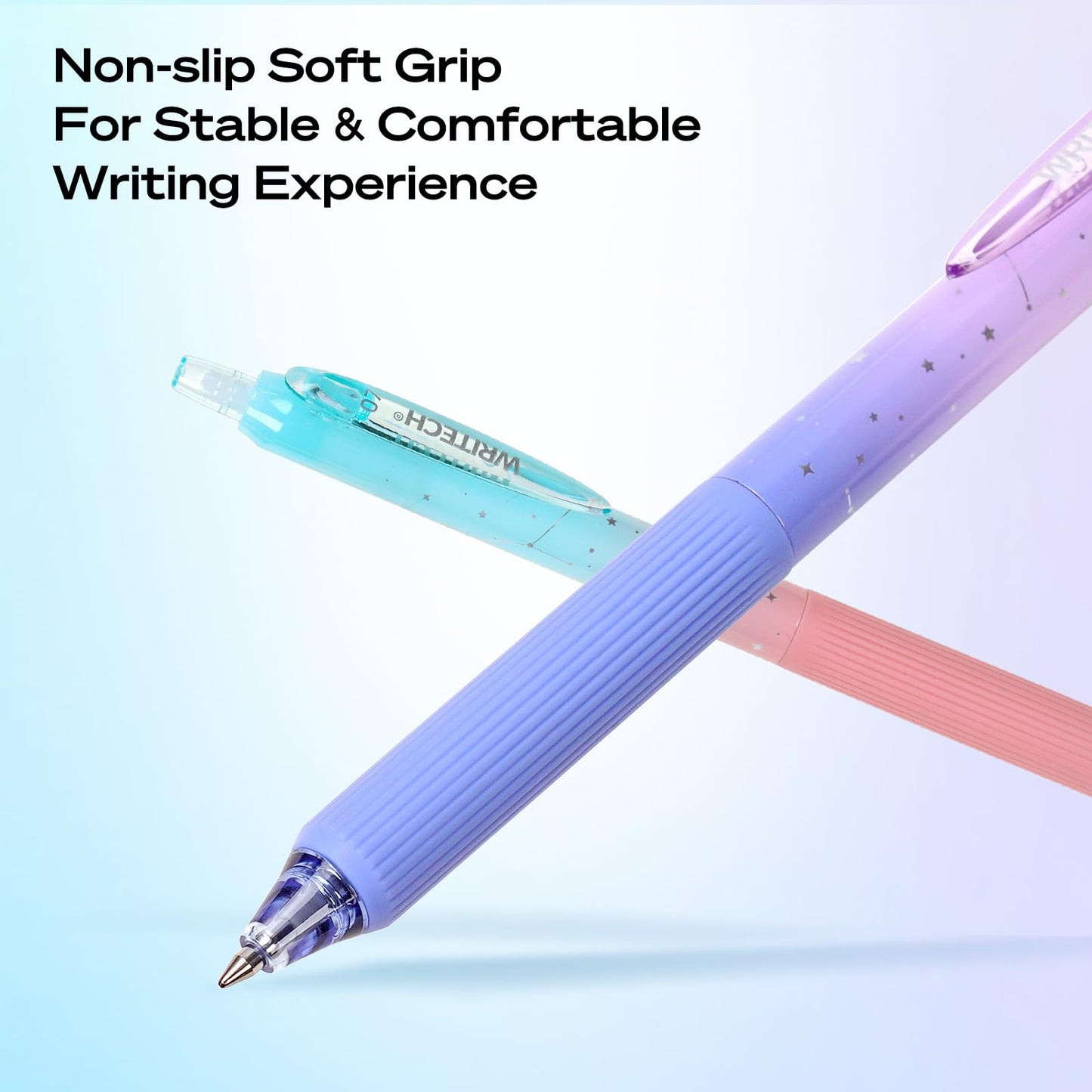 WRITECH Gel Pens Fine Point: Nebula Pen Set 0.7mm Black Ink Retractable 6ct Medium Point Smooth Writing with Aesthetic Gradient Color Barrel