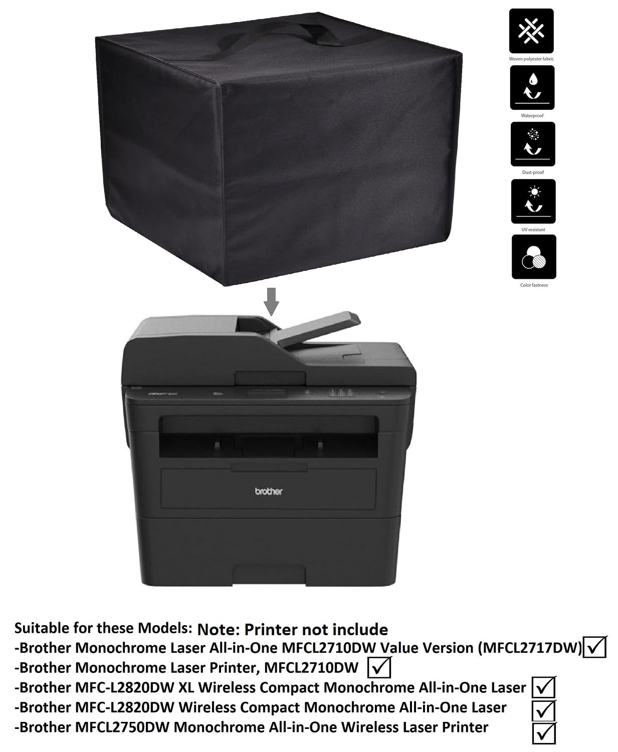 Laser Printer Dust Cover,Waterproof Caps,Compatible with Brother MFCL2710DW Value Version (MFCL2717DW)/Brother MFC-L2820DW /MFC-L2820DW/MFCL2750DW