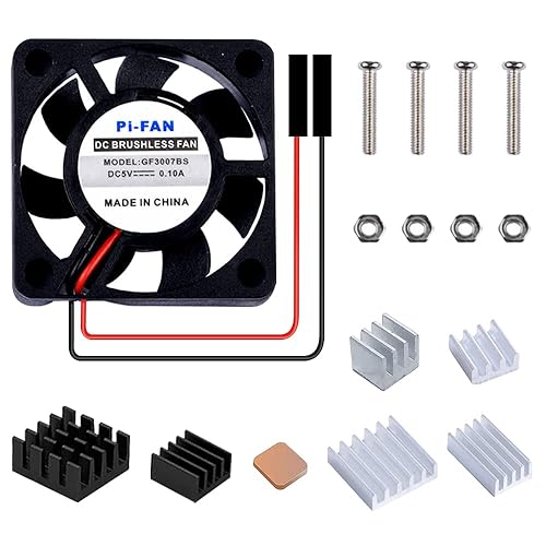 GeeekPi Fan for Raspberry Pi - 30x30x7mm DC 5V Brushless CPU Cooling Fan with 7PCS Heatsink for Pi 4 Model B, 3B+, 3 & Retroflag NESPI CASE Plus