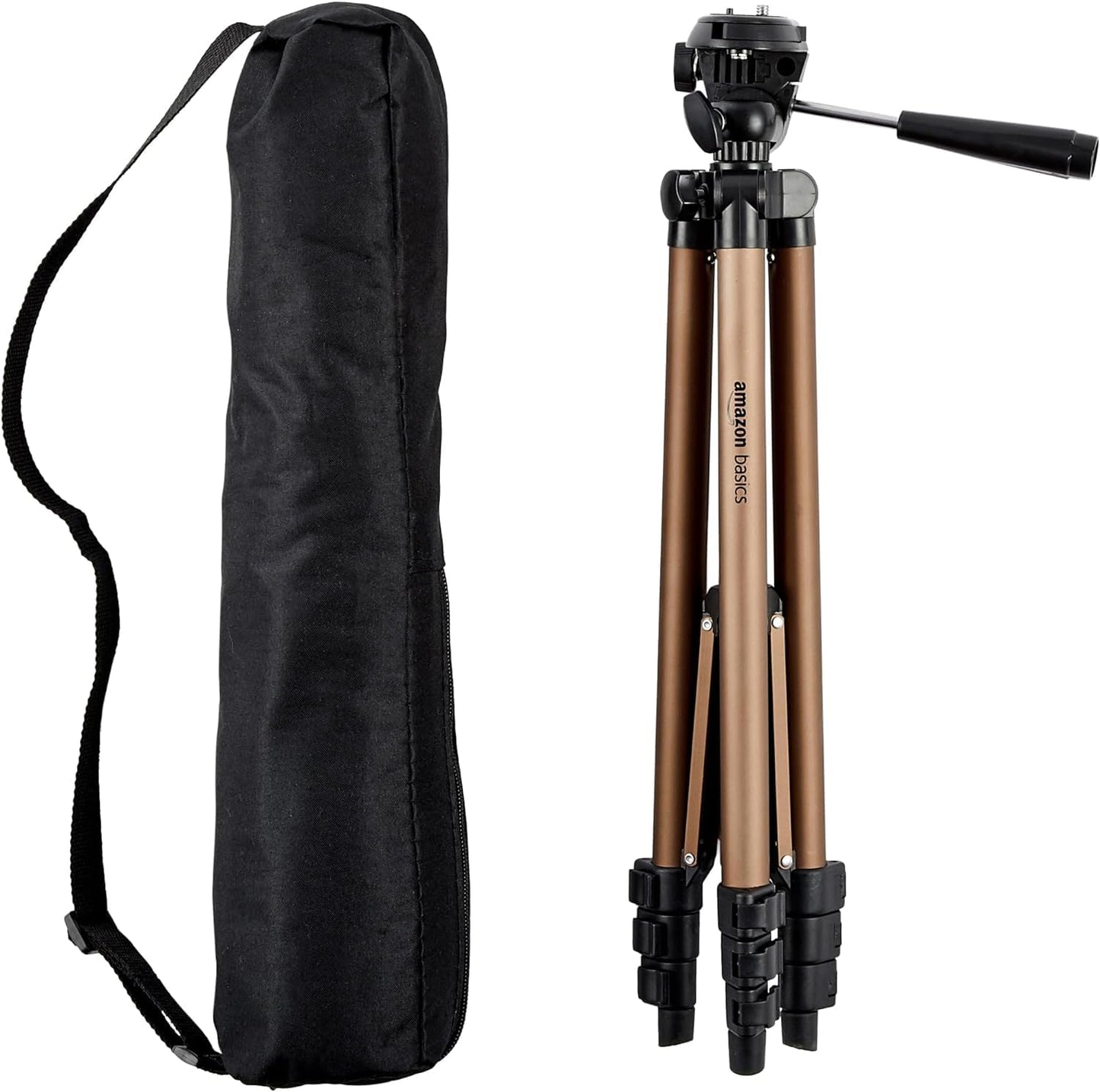 Amazon Basics 50-inch Lightweight Portable Camera Tripod Stand with Quick-Release Plate, Adjustable Height, Aluminum, for Travel Photography