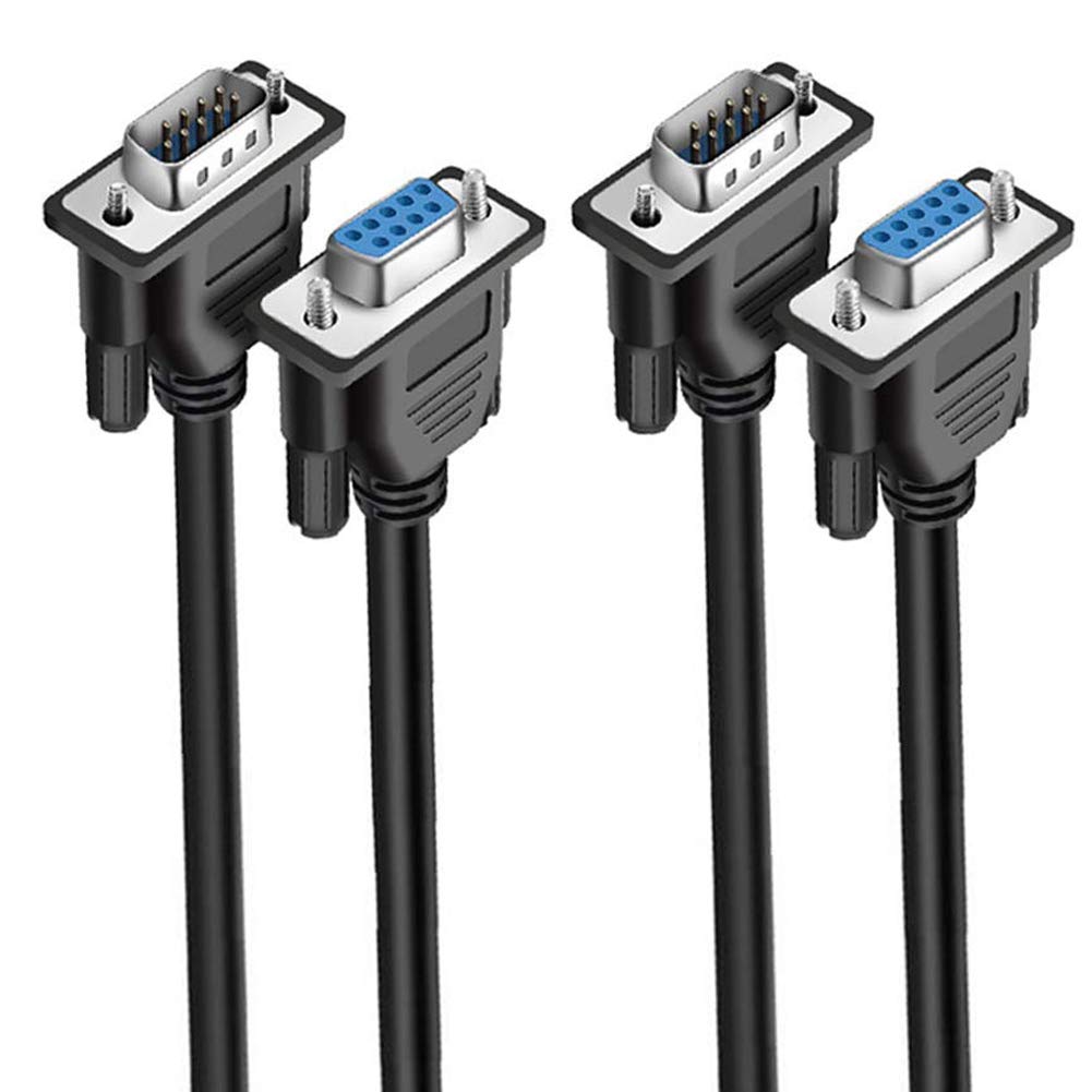 EVISWIY DB9 Cable Male to Female Extension Straight Through 3M 10 Foot 9 Pin Serial RS232 Cable M/F Black 2 Pack