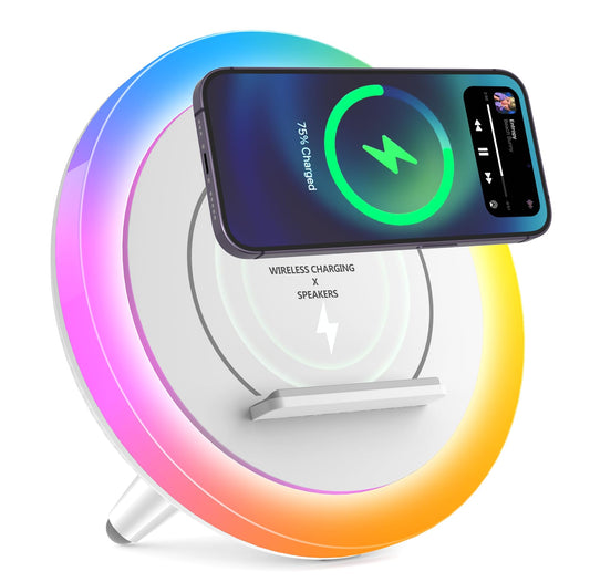 SIDVAR Bluetooth Speaker Night Lightsr,Wireless Charging Modern Speaker,Best Teenage Birthday Gift Ideas Tween Girls Gifts?10W Wireless Charging?