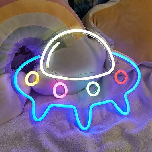 Chi-buy LED UFO Light For Wall Decor Cute Spaceship Alien Shaped Neon Signs