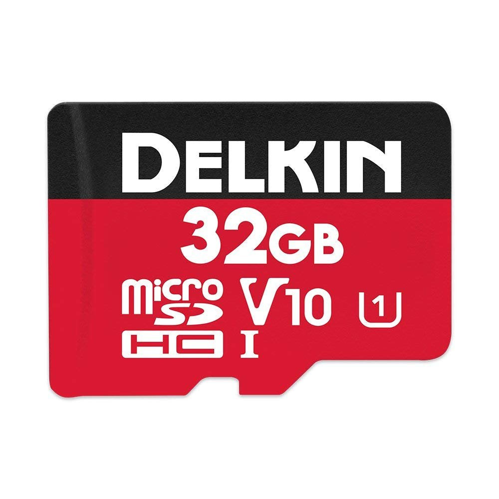 Delkin Devices 32GB Micro SDHC Memory Card with Adapter - 100MB/s Read, 30MB/s Write, UHS-I (U1, V10)