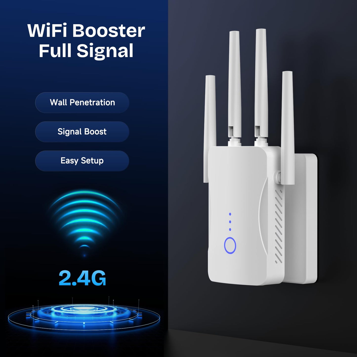2026 WiFi Extender Signal Booster - 2.4GHz 300Mbps WiFi Booster for Home, Covers Up to 9999 Sq. Ft, Easy Setup, Ethernet Port & Access Point, Stable