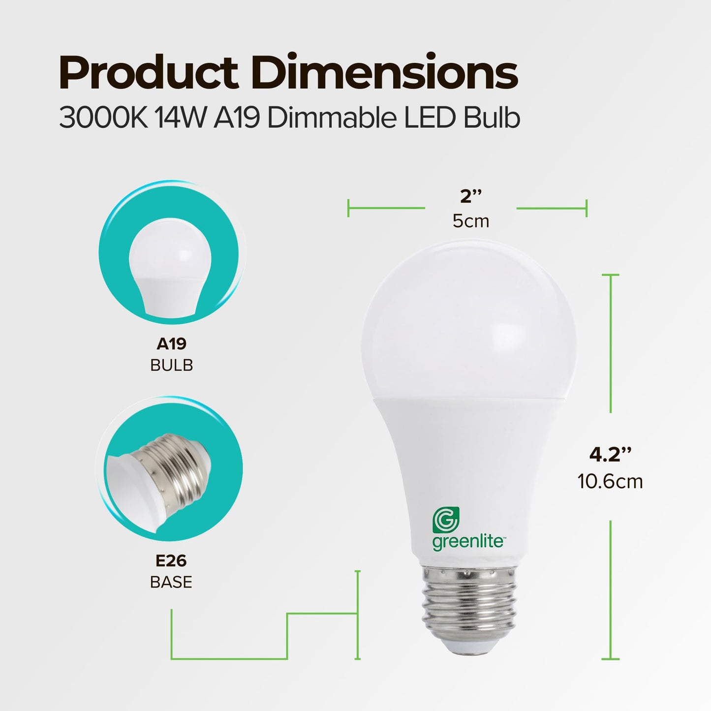Greenlite A19 LED Bulbs, 14W (100 W Equiv.), 3000K, 1500 Lumens, 4 Pack
