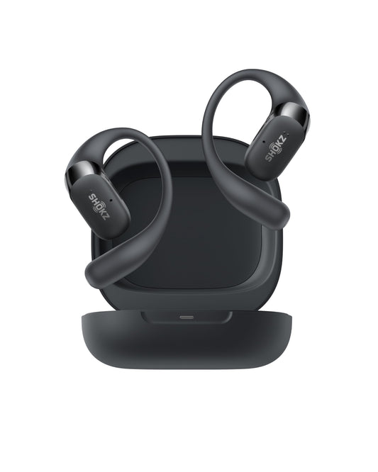 SHOKZ OpenFit 2 Open-Ear Headphones, True Wireless Bluetooth Earphones with Microphone, Black (Renewed)