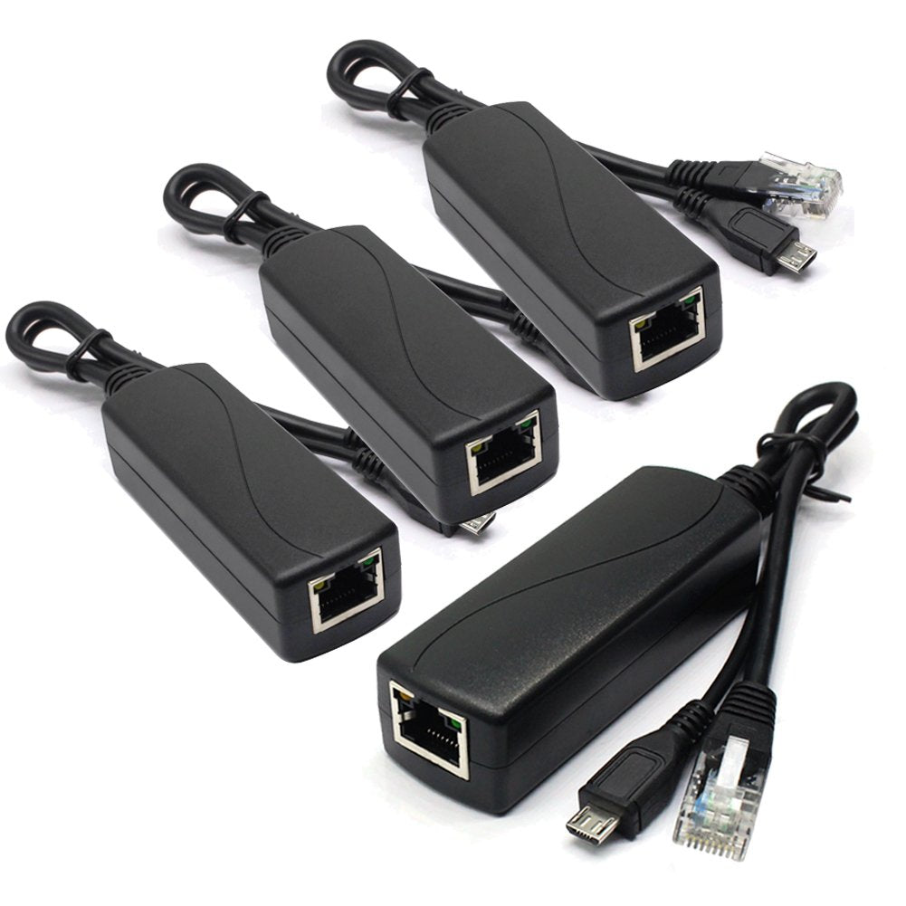 ANVISION 4-Pack Active 5V 2.4A PoE Splitter Adapter IEEE 802.3af Compliant Micro USB 48V to 5V/2.4A, for Tablets, Dropcam or Raspberry Pi, IPC, IP