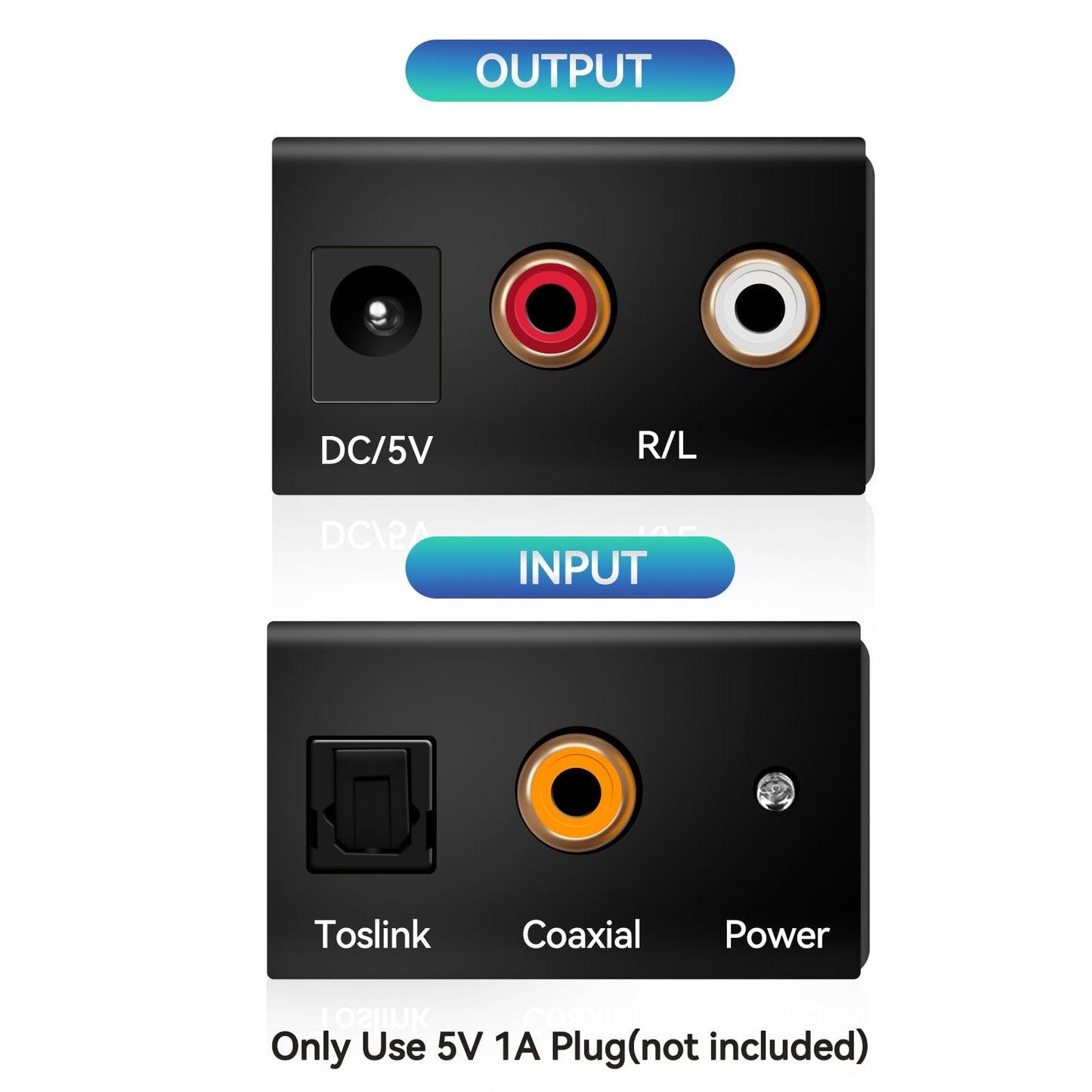 Digital Optical Coax to Analog Stereo Audio L/R Converter Adapter with Optical Cable RCA Cable,Adapter not Include