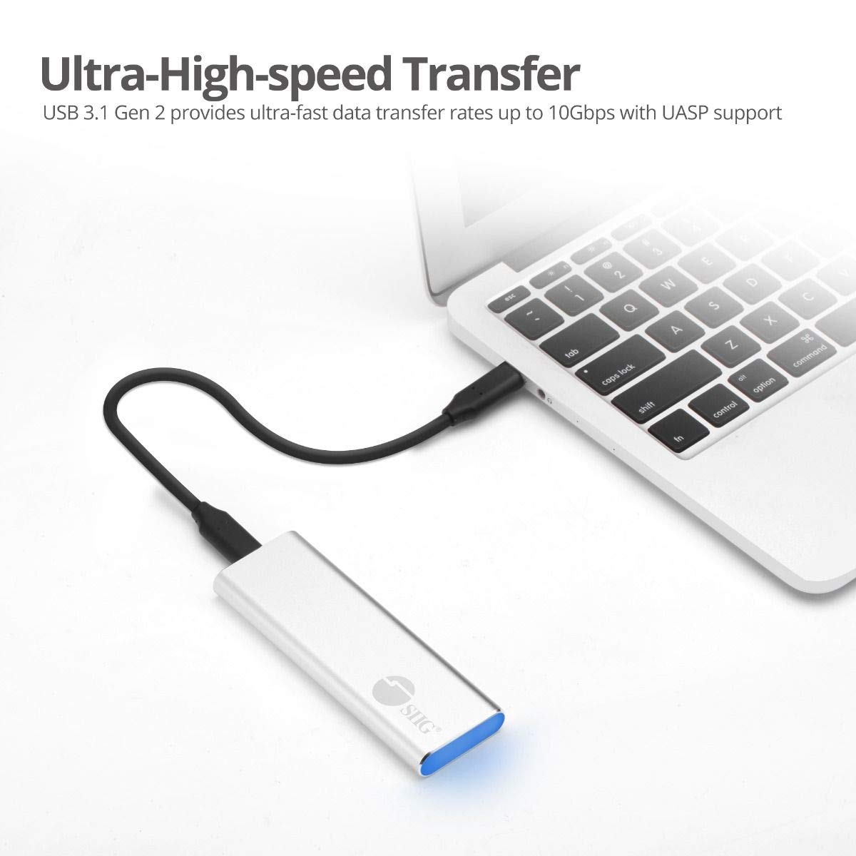 SIIG USB-C 3.2 Portable Enclosure, M.2 NVMe SSD Adapter, JU-SA0W11-S1