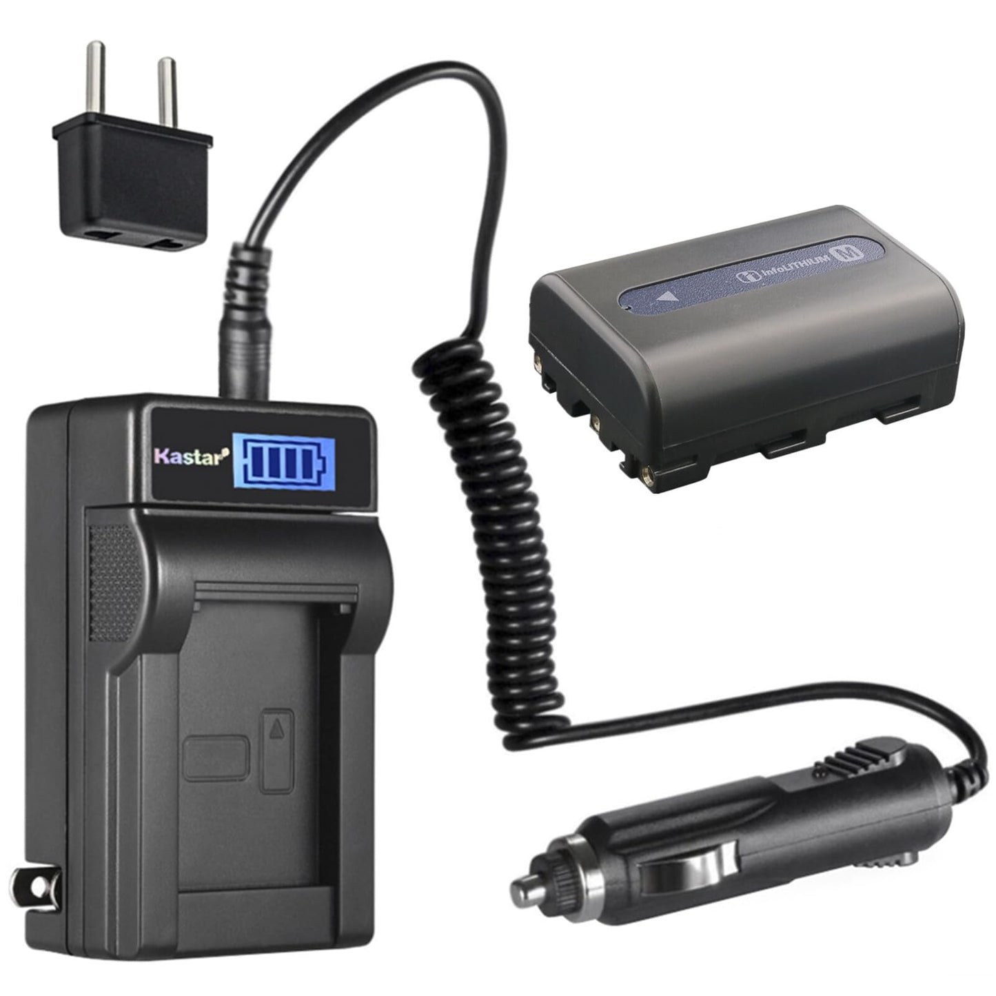 Kastar 1-Pack NP-FM50 Battery and LCD AC Charger Compatible with Sony DSR-PDX10 CCD-TRV730 CCD-TRV740 CCD-TRV748 DSC-F707 DSC-F717 DSC-F828 DSC-R1