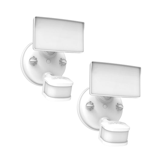 HALO Next Gen Hardwired LED Security Floodlight, 1 Head w/Motion Sensing, Dusk to Dawn, 2-Pack, Adjustable Brightness - White