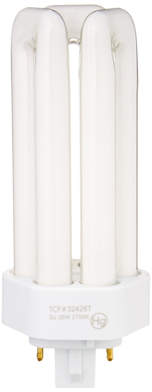 TCP Fluorescent Triple Tube PL Lamp - 26 Watt (1700 Lumens) Soft (2700K) 4-Pin (GX24q-3 base)