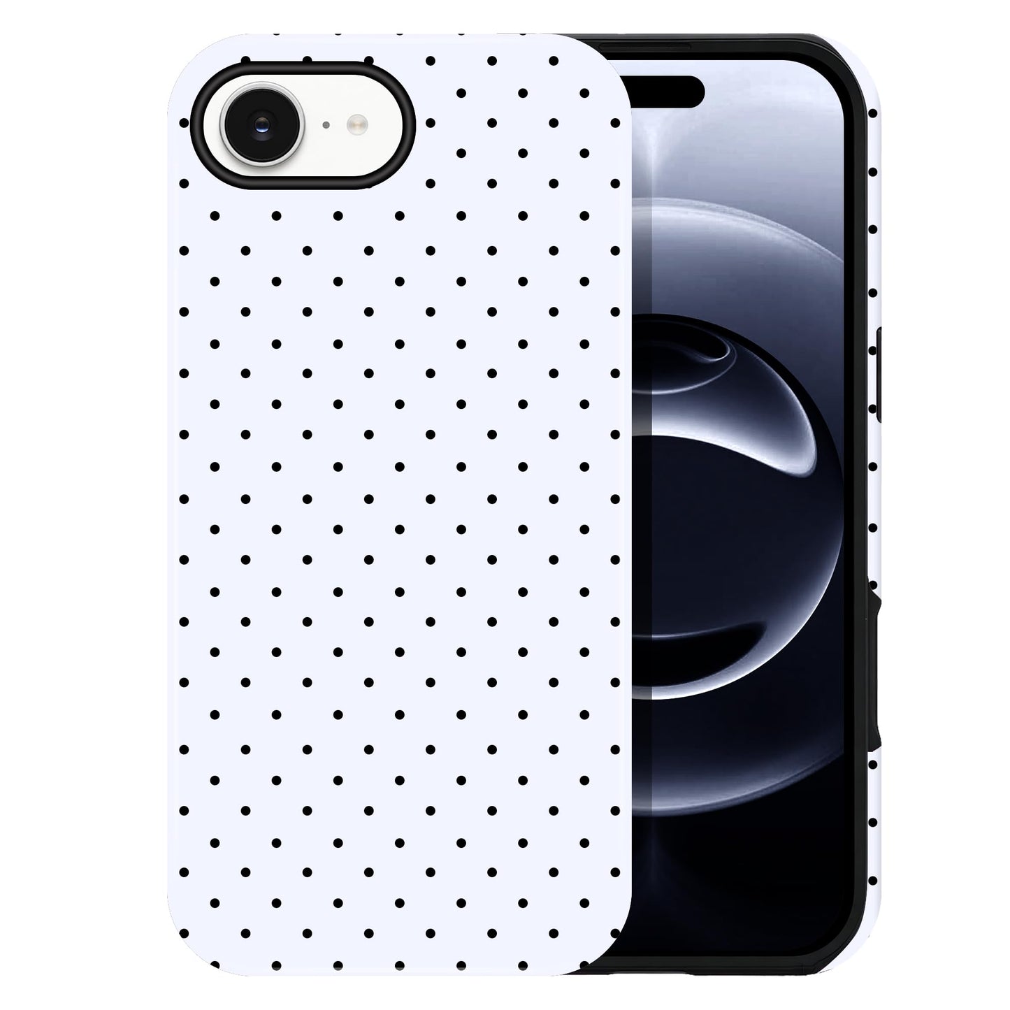 DuiDuiQ Polka Dot Pattern Phone Case for iPhone 16e/17e 6.1", White