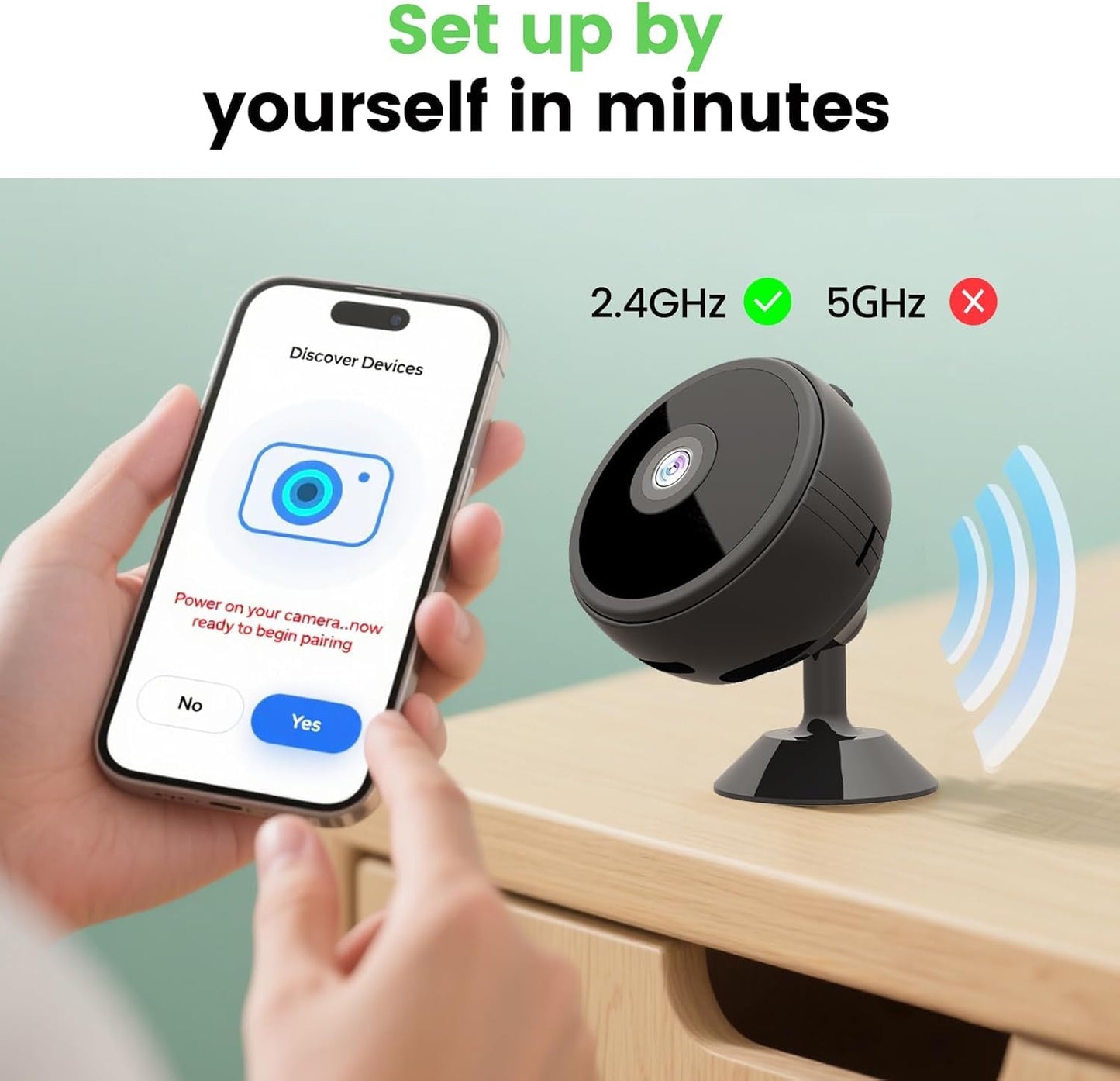 Foivtrui Mini Camera, 1080P HD WiFi Indoor Camera for Baby/Pet/Nanny, Wireless Security Surveillance Camera, Motion Detection, Remote Reviewing, Night