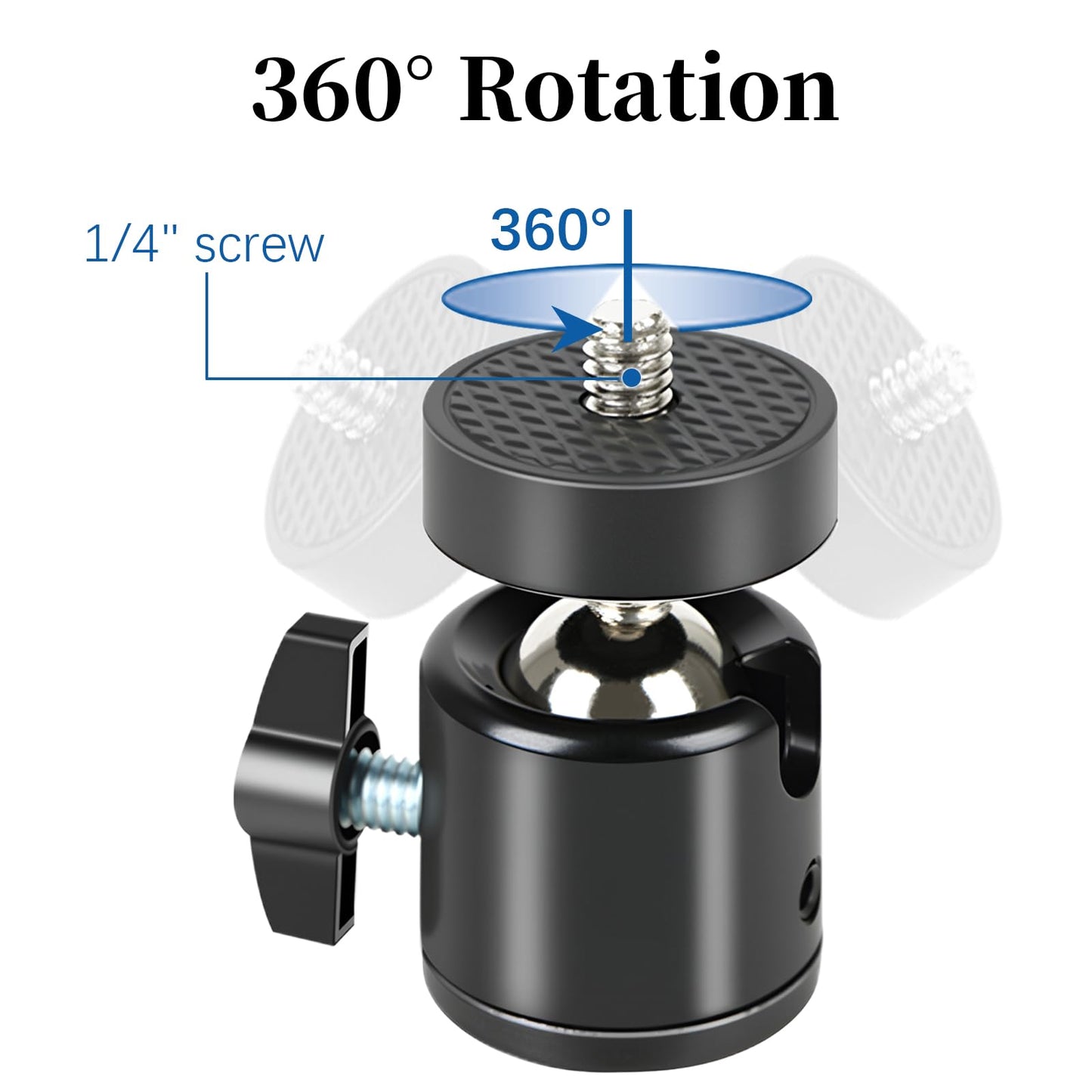 Mini Ball Head (6 Pack) 360° Rotatable Ball Heads Camera Mount Adapter, Compatible with Tripods, Monopods, Trail Cameras