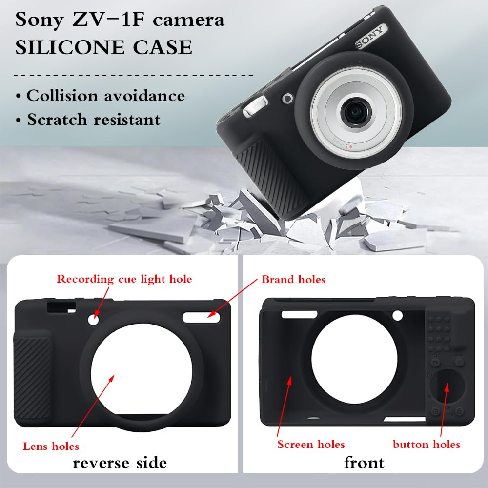 HUADU Screen Protector Compatible for Sony ZV-1F, ZV-1 II/ZV-1M2 Vlog Camera,Tempered Glass Film Anti Scratch High Definition and Soft Silicone Case