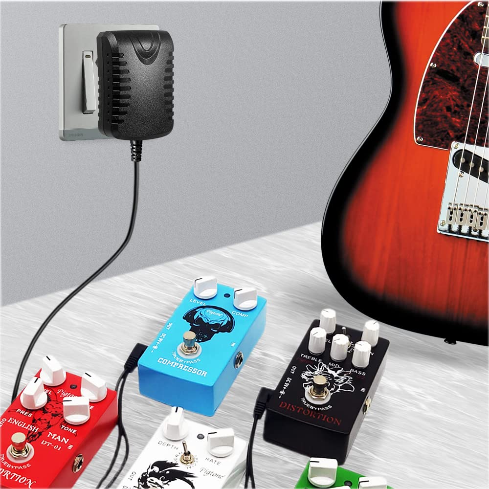 Pigtone 9V DC 1A Power Supply Adapter for Guitar Effects Pedal Center Negative