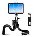 Fotopro iPad Tripod Stand with 360 Ball Head for Camera, Phone, Tablet & More - Cold Shoe, Flexible Phone Tablet Holder for Vlogging, Live Streaming