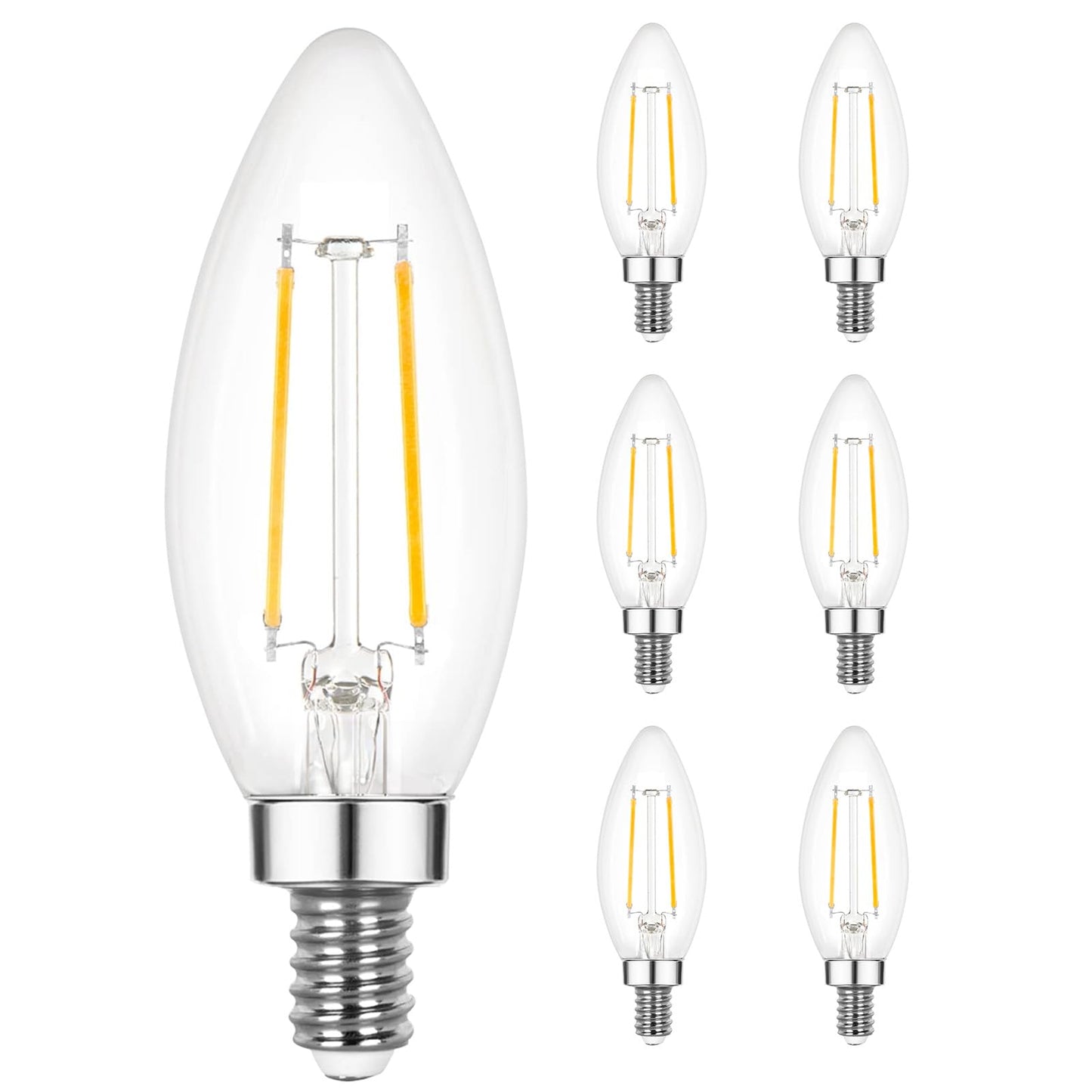 Sigalux E12 LED Candelabra Bulb 40 Watt Equivalent, Dimmable Chandelier Light Bulbs 5000K Daylight, B10 Candle Bulbs for Chandelier, 3W, 300LM, 6 Pack