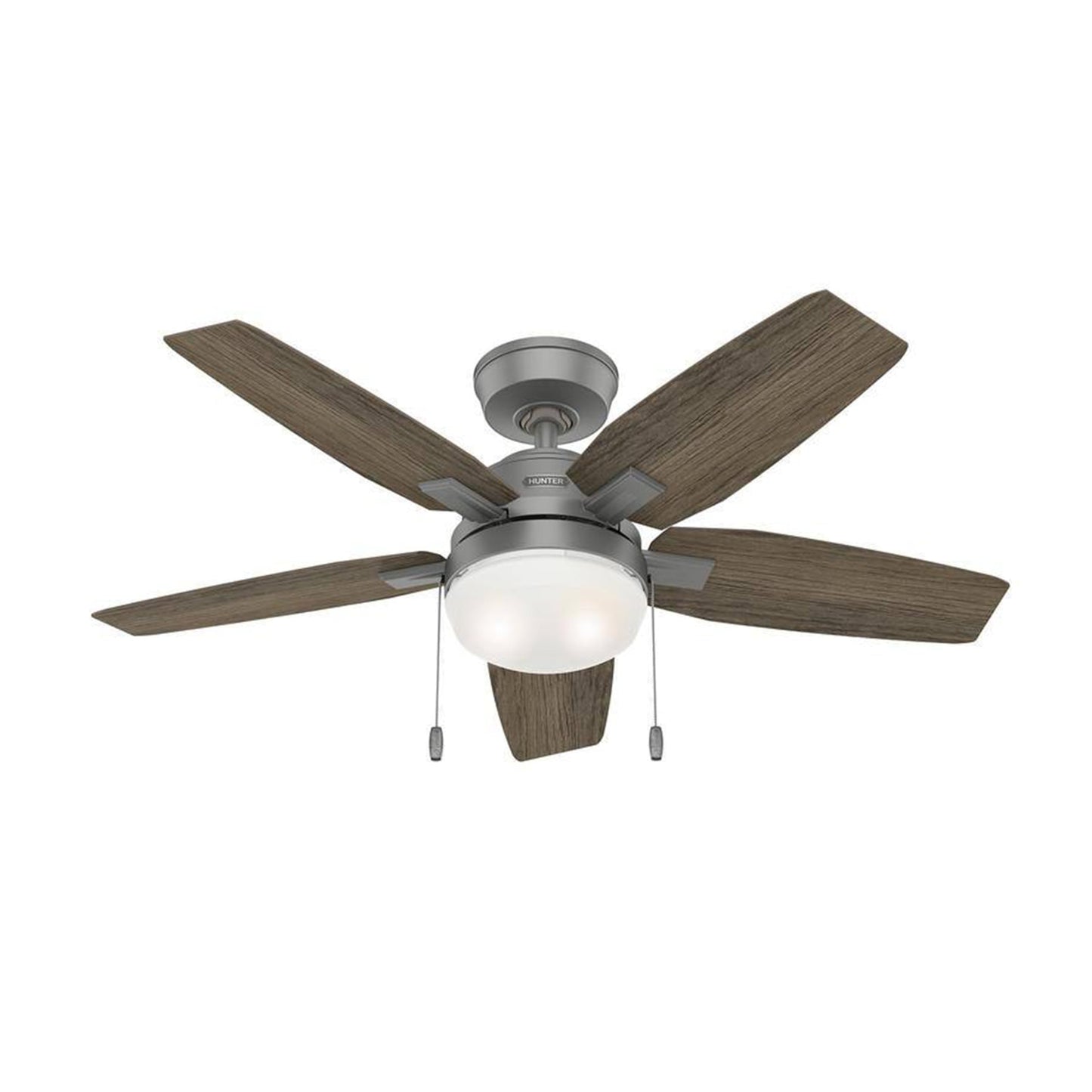 Hunter Fan 44 Inch Matte Silver Indoor Ceiling Fan with LED Light and Pull Chain for Small Room, Baby Room, Kitchen, Basement (Renewed)