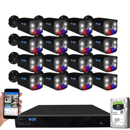 GW Security 16 Channel 12MP NVR 4K Two-Way Audio Full Color Night Vision Security Camera System with 16 x 8MP 4K Outdoor Indoor PoE Security Camera