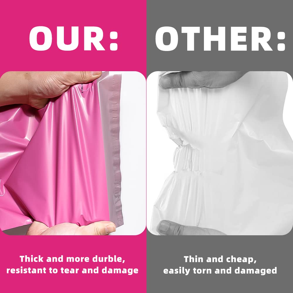 POLYSELLS 1000 pcs 10x13 Inches Pink Poly Mailers Shipping Envelopes, Strong Adhesive Sealing, Waterproof, and Tear-resistant Postal Mailing Bags