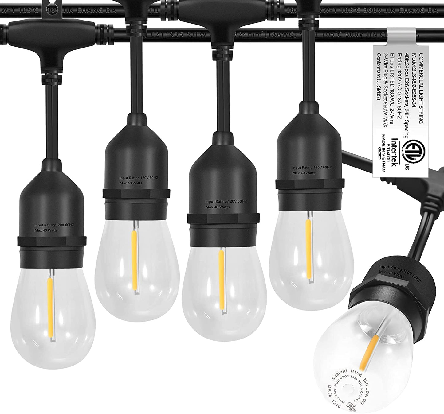 EIKOSON ???????? LED Outdoor String Lights with ???? Weatherproof Shatterproof Edison ?????? ??????????(2 ??????????)?Commercial Grade Waterproof Hanging Lights