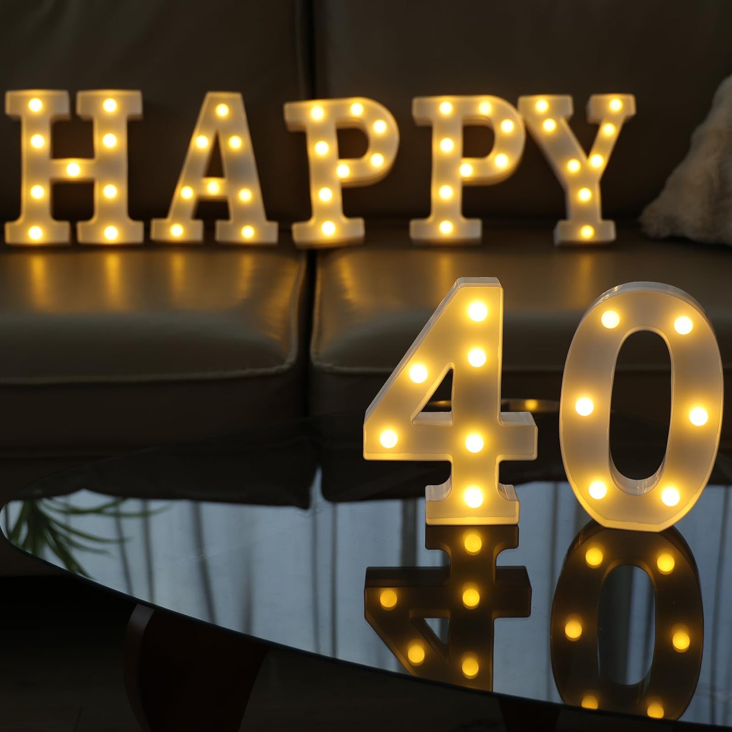 IFDGCTK Light Up 40 Number Lights, Warm White Decorative LED Light Up Numbers, Battery Operated, for Women Men 40th Birthday Decorations, Home, Bar