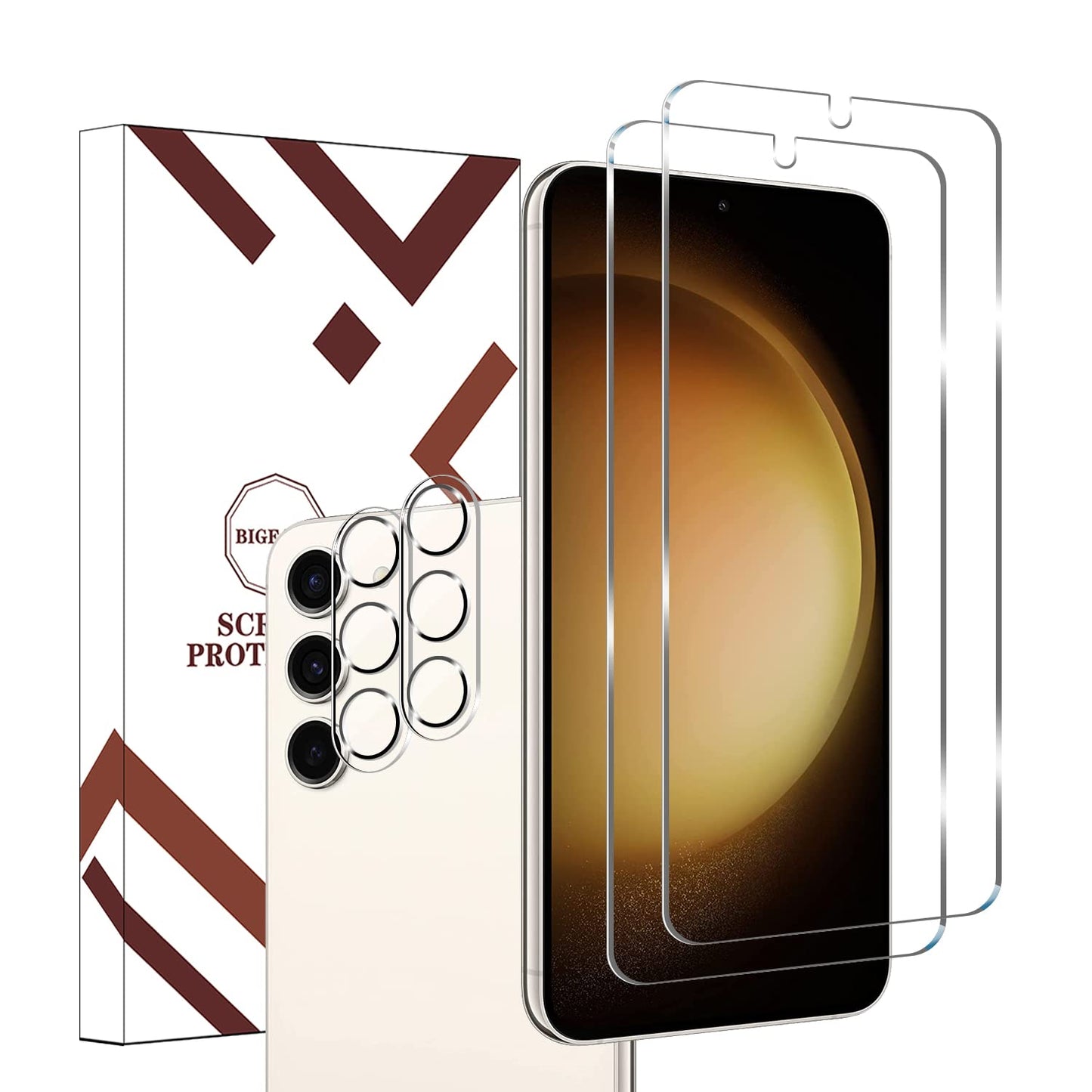 Galaxy S23 Tempered Glass Screen Protector + Camera Lens Protector [ 2 + 2 Pack ][Case Friendly] [Anti-Scratch] [Ultrasonic Fingerprint Unlock] Clear
