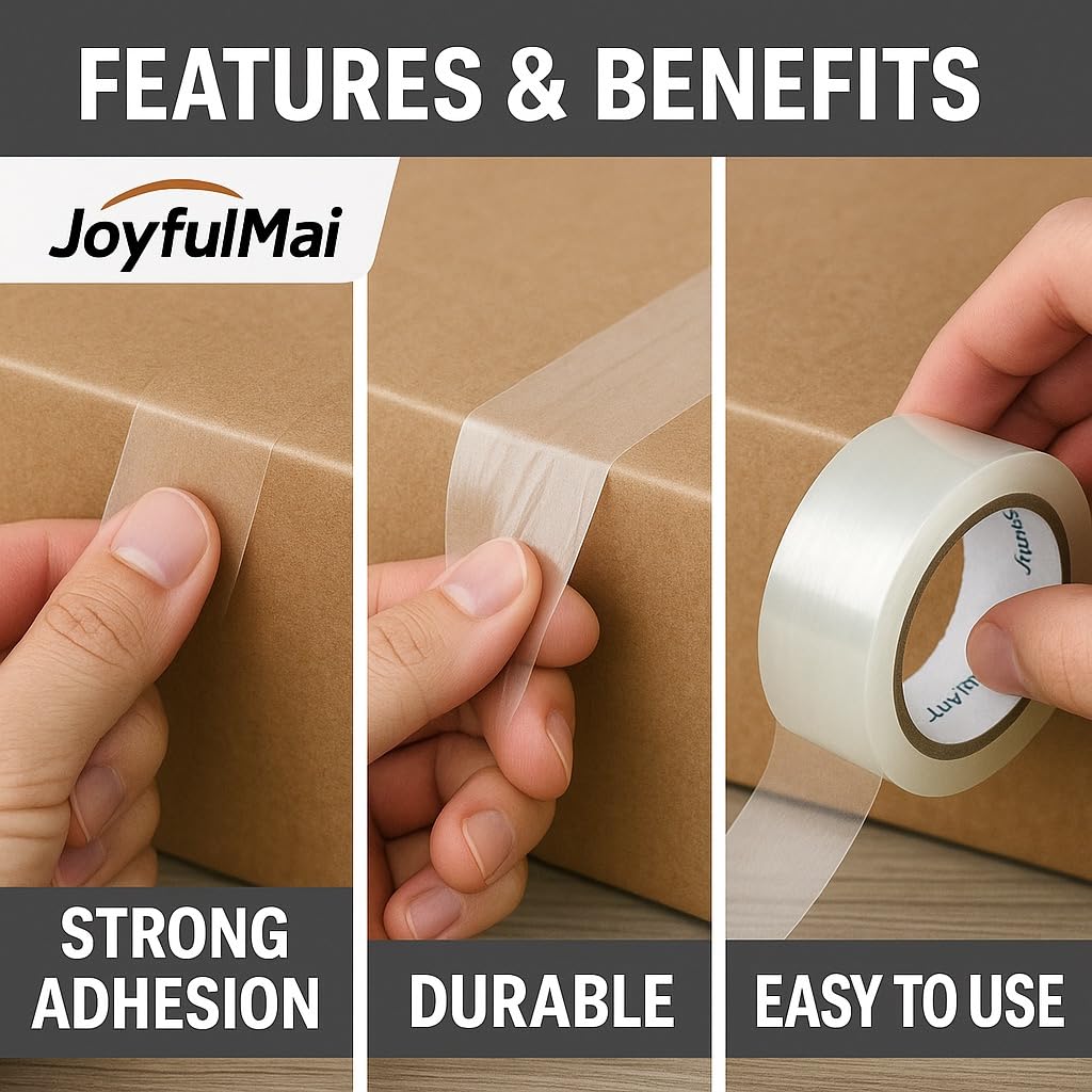 JoyfuIMaiMaiMai Clear Packing Tape, 6 Rolls 1.88inches Wide, 65 Yards Per Roll, 390 Total Yards Tape for Shipping Packaging Moving Sealing, Thicker