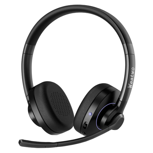 Weatwo Bluetooth Headset with Noise Cancelling Microphone & Mic Mute, 30H+ Talking Time Wireless Headset V5.1 Bluetooth Headphone for Work/Ms…