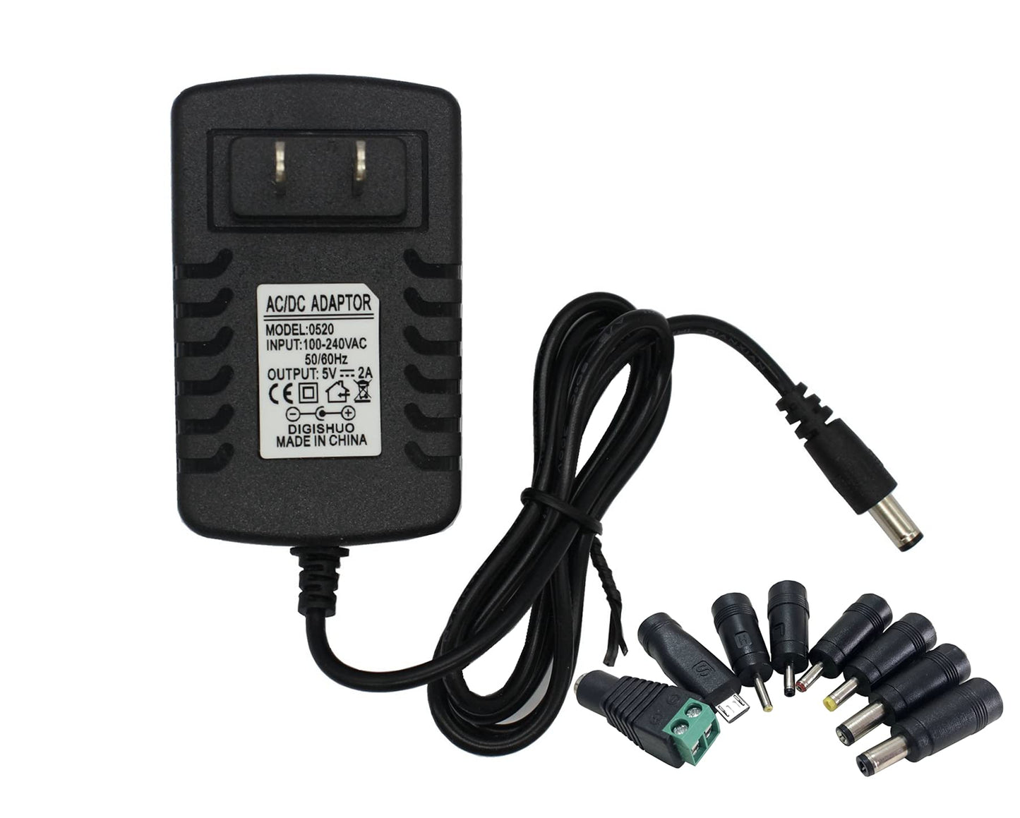 DIGISHUO DC 5V 2A 10W Power Supply Adapter Transformer Switch AC 110V/220V to DC 5V 2amp Switching Converter LED Driver for LED Strip Light CCTV…