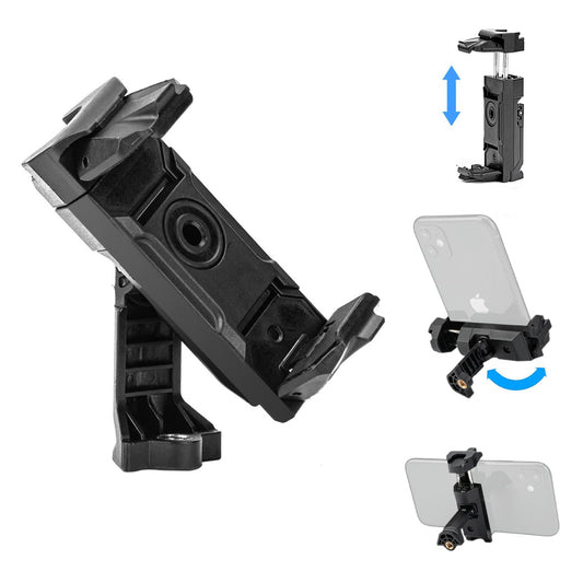 Fotopro Phone Tripod Mount Cold Shoe Rotatable Universal Cell Phone Mount Adapter for Monopod Selfie Stick Desktop Tripod Video Vlogging Photograph