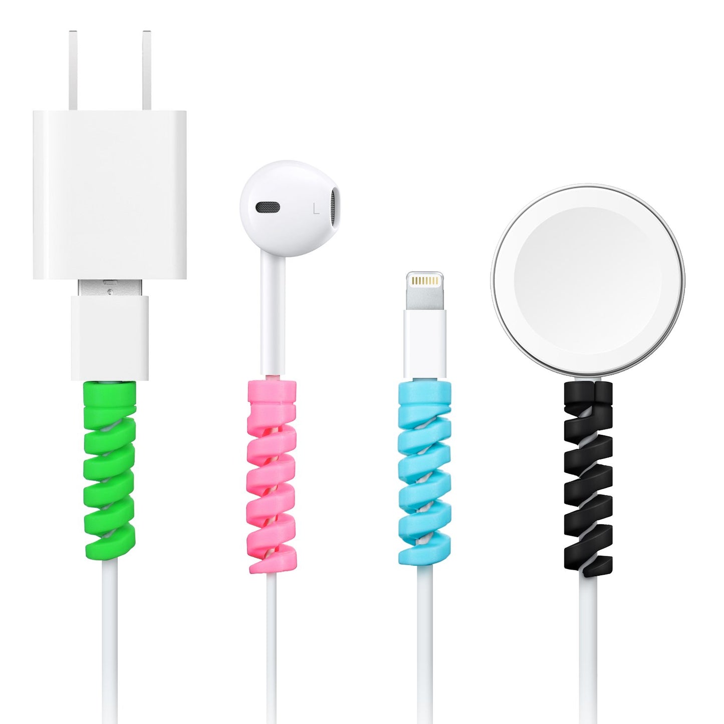 Jetec 24 Pcs Charger Cable Protector,Silicone Flexible Cable Saver,Spiral USB Mouse Wire Protector for Headphone Laptop Earphone Cell Phone Wrap