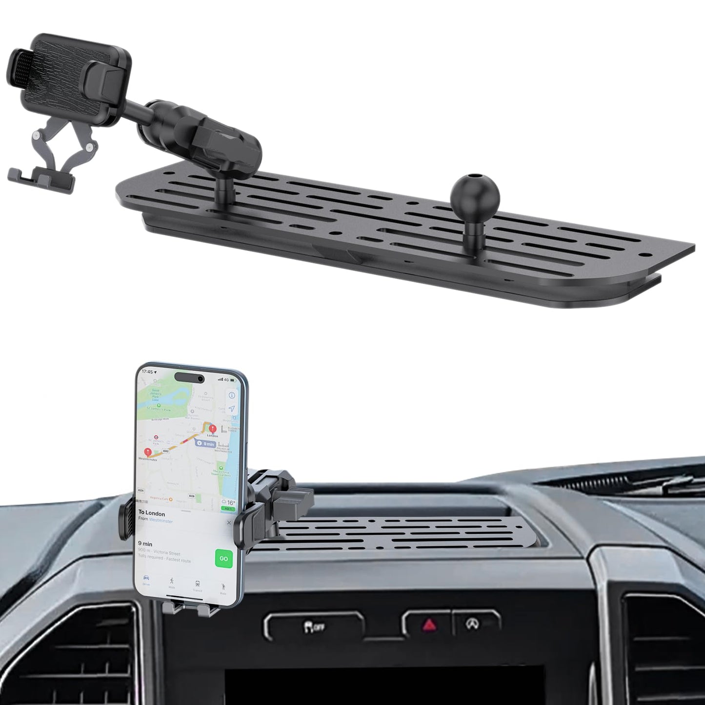 SwiftGaze Metal Phone Mount for 2021-2024 Ford F-150 and 2021-2023 Ford Raptor Shakeproof Dash Mount Holder Cool Ford Accessory