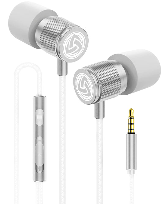 LUDOS Ultra Wired Earbuds in-Ear Headphones, 5 Years Warranty, Earphones with Microphone, Noise Isolating Ear Buds, Memory Foam for iPhone, Samsung…
