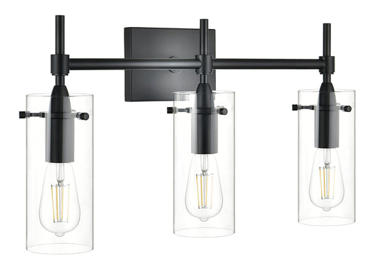 Linea di Liara Effimero Modern Farmhouse Bathroom Vanity Lights Fixtures 3 Lights Over Mirror Matte Black Vanity Lights for Bathroom Light Fixtures