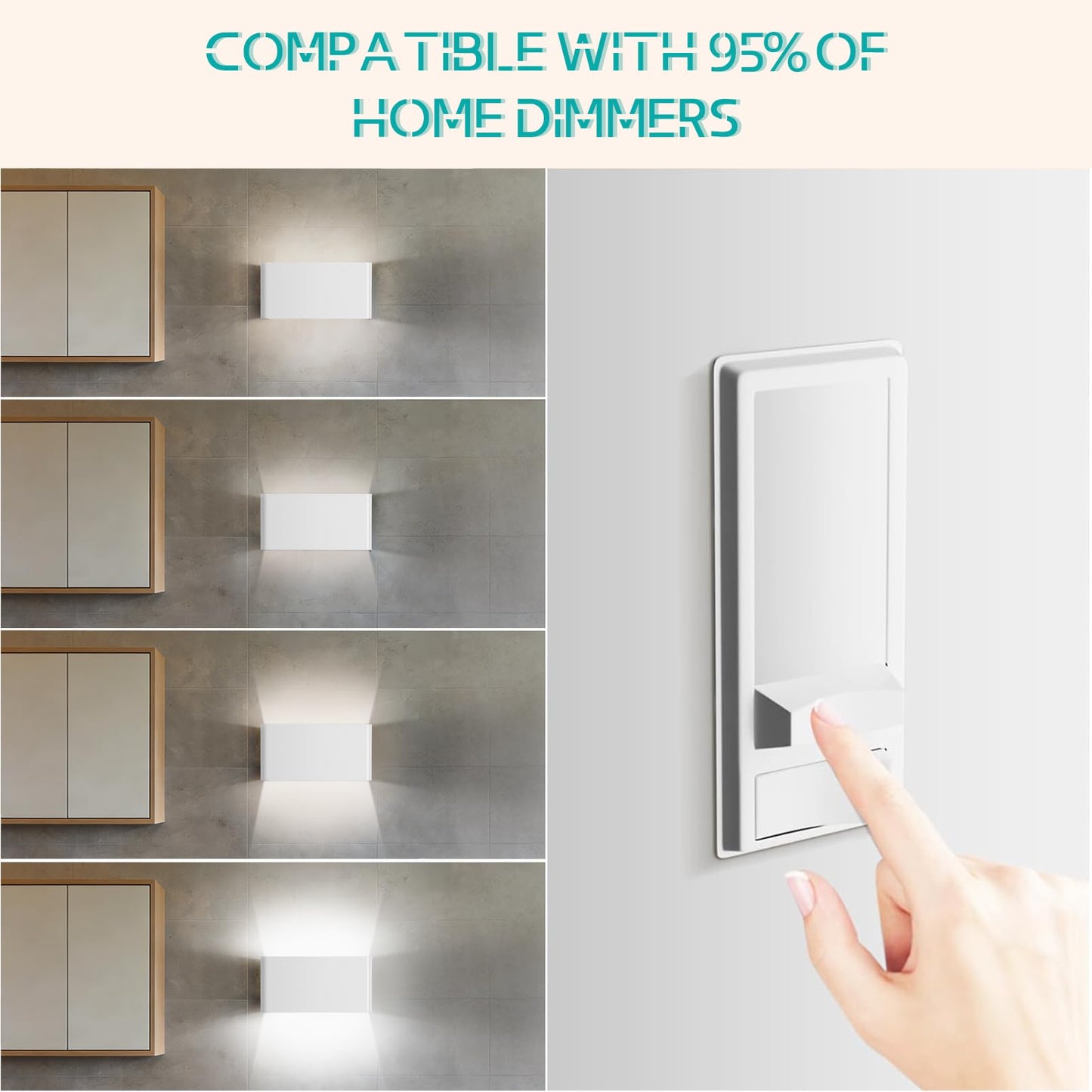 OMBRAT Modern LED Wall Sconce, 15W 5CCT 3000K-6500K, Dimmable Up Down Light, Hardwired Indoor Wall Light Fixture for Bedroom Hallway, 11 in, Sandy