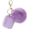 Protective Case Cover for Airpods 4th Generation Charging Case, Soft Silicone Cases with Cute Fluffy Ball Pom Pom and Keychain Kit (Purple)