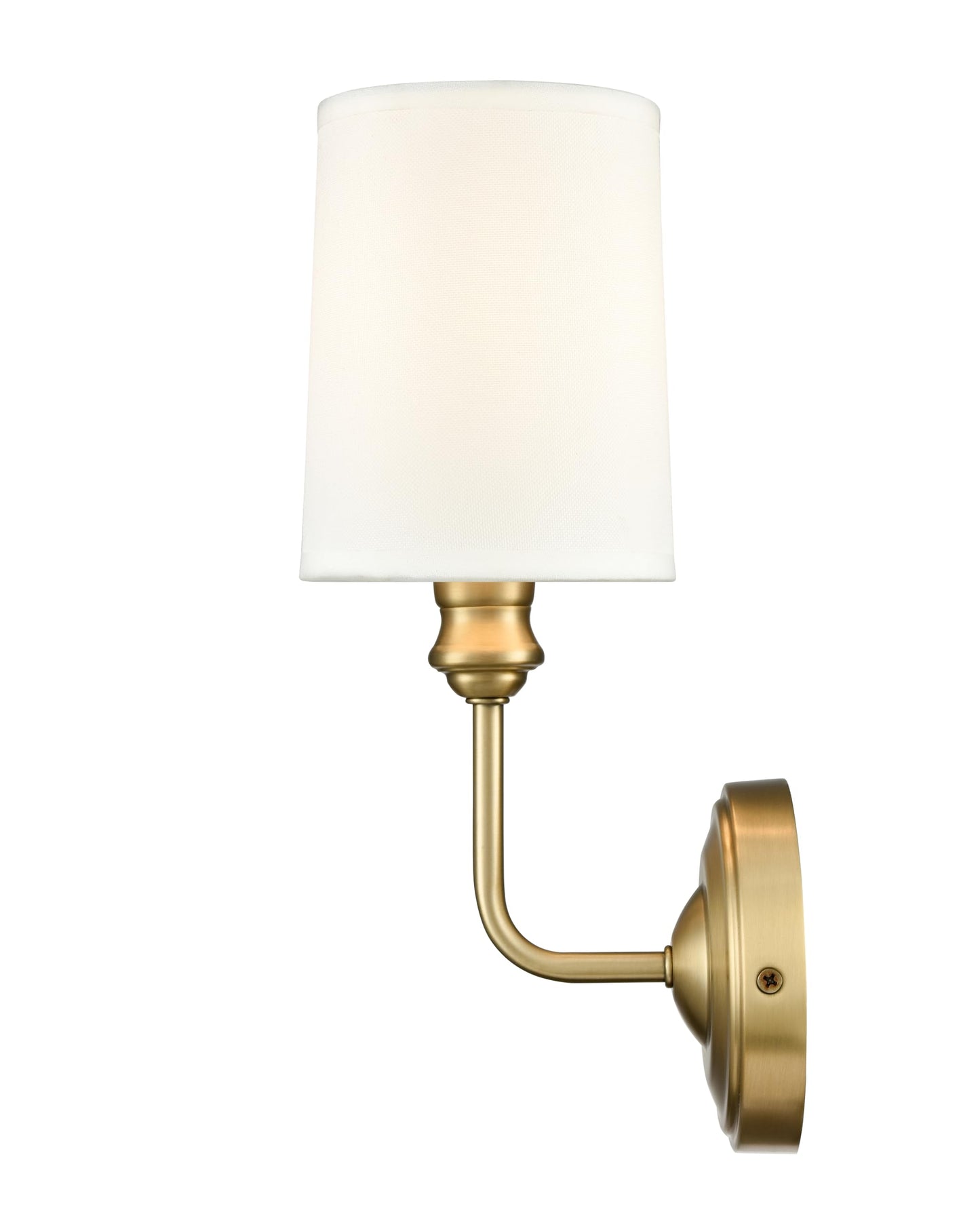 ML Lighting | Leena Collection | 99801-VB | Indoor 1 Light Wall Sconce in Vintage Brass with White Fabric Shade | Elegant and Versatile Design for Any