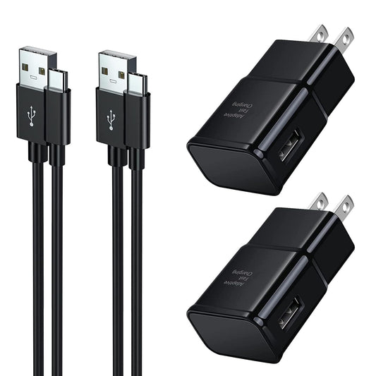 Type C Charger Fast Charging, 2 Pack Adaptive Fast Charger USB C Android Phone Wall Charger Block with 6FT+6FT+1.5FT Charge Cable for Samsung Galaxy