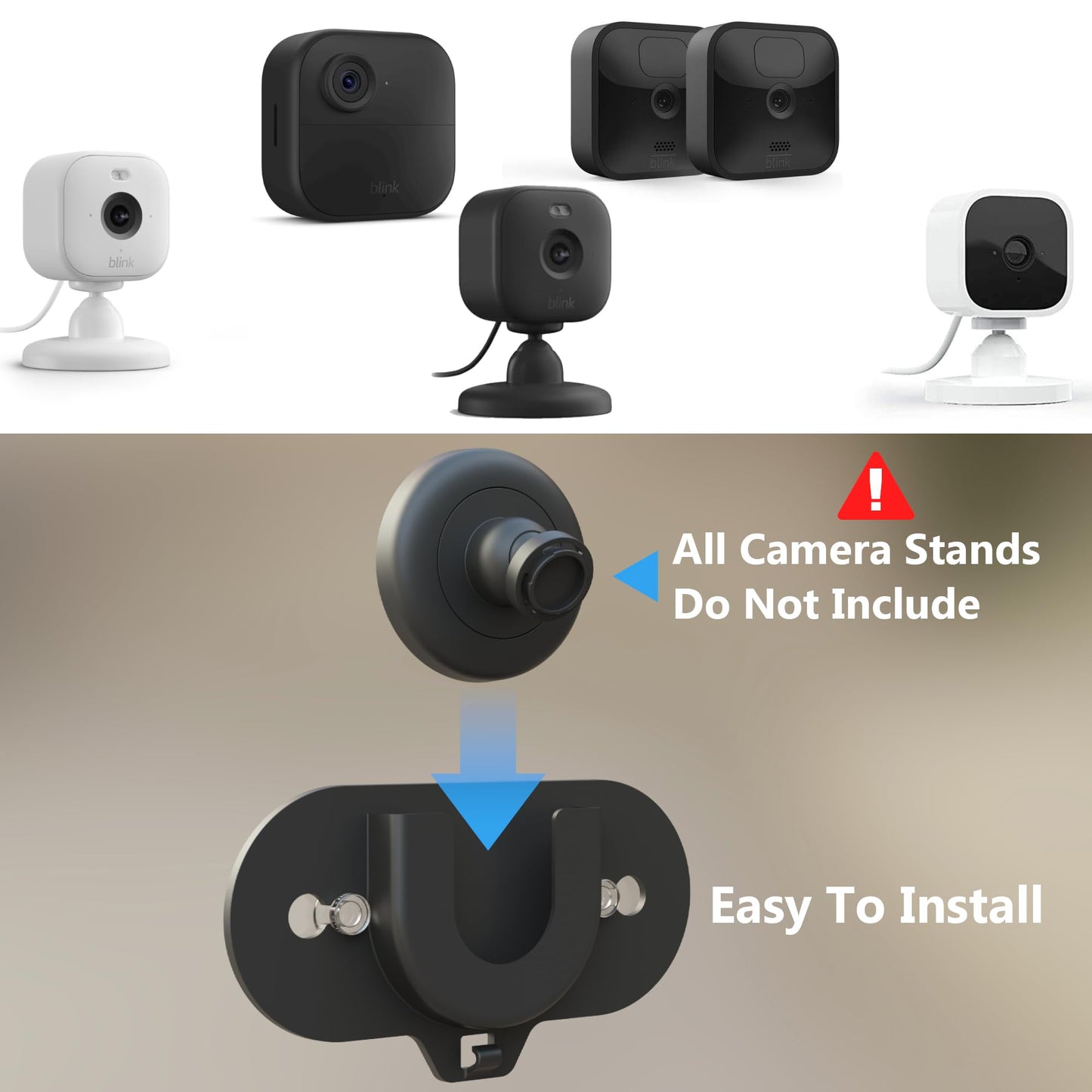 Blink Camera Mount with Dual Suction Cup, No-Drill, No Need Adhesive, Mounted on Smooth Surfaces Like Windows, Glossy Tiles, and Wood, 2 Pack for All